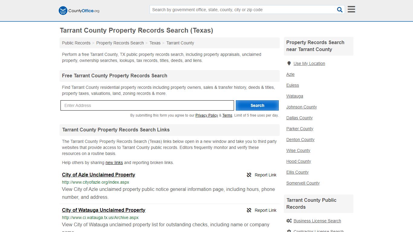 Tarrant County Property Records Search (Texas) - County Office